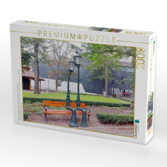 Bunzlau - Bolesławiec Romantische Straßenlampen auf der Parkbank - CALVENDO Foto-Puzzle'