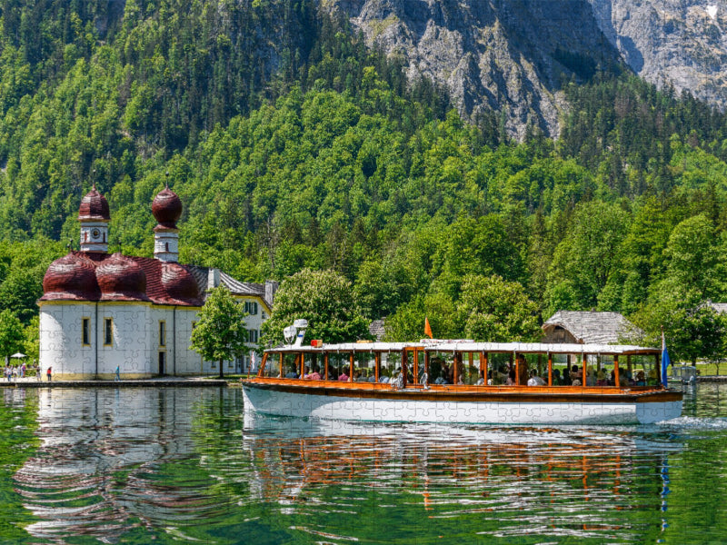 Halbinsel Hirschau mit St. Bartholomä, Schönau - CALVENDO Foto-Puzzle'