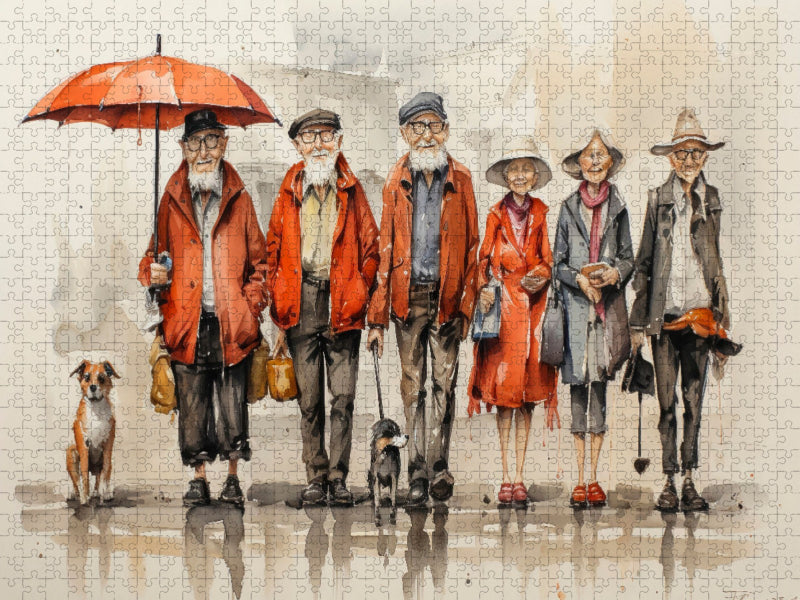 Lustige Rentner - der Bus kommt gleich - CALVENDO Foto-Puzzle'