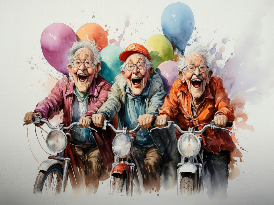 Retraités rigolos - vol en mobylette - puzzle photo CALVENDO' 