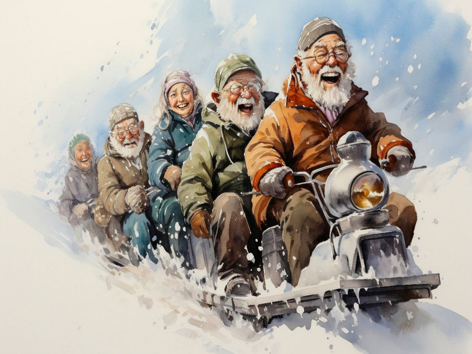 Lustige Rentner - Schlittenfahrt - CALVENDO Foto-Puzzle'