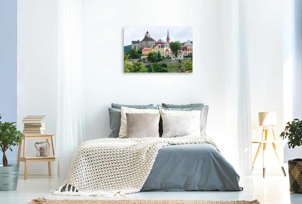 Premium Textil-Leinwand Elbogen, Loket, das böhmische Rothenburg in Tschechien