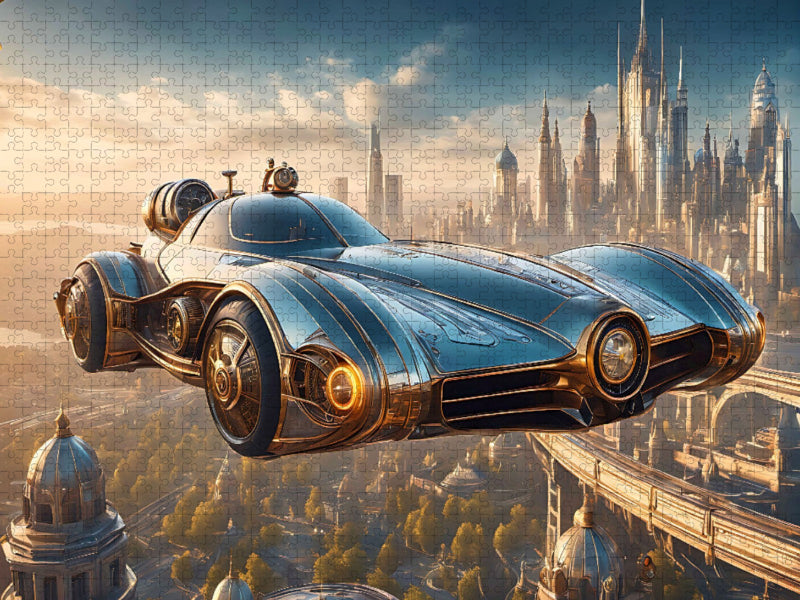 Aircar über der City - CALVENDO Foto-Puzzle'