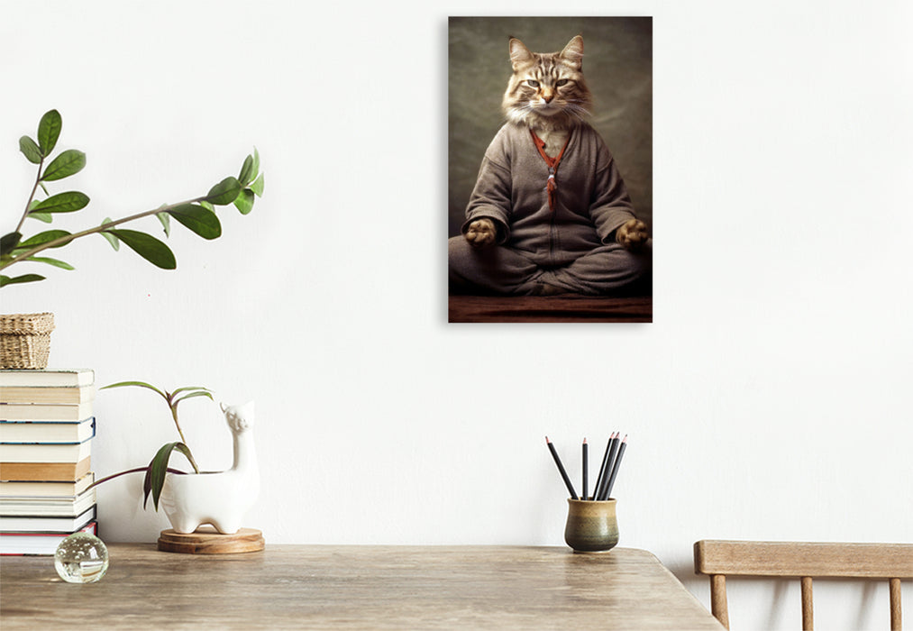 Premium Textil-Leinwand Miau Meditationen