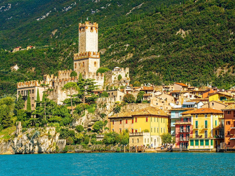 Postkartenausblick auf Malcesine - CALVENDO Foto-Puzzle'