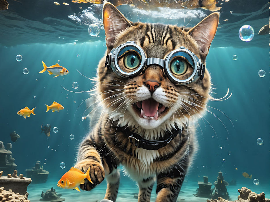 Hungriger Stubentiger auf der Jagd nach Fischen - CALVENDO Foto-Puzzle'