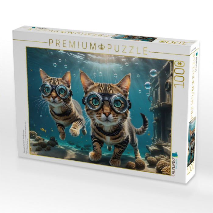 Katzenpärchen beim Wracktauchen - CALVENDO Foto-Puzzle'