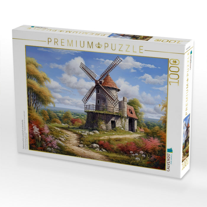 Spätsommerliche Landschaft mit Windmühle - CALVENDO Foto-Puzzle'
