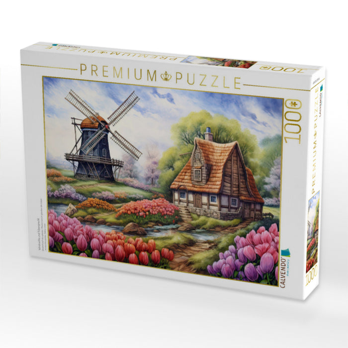 Windmühle und Tulpenpracht - CALVENDO Foto-Puzzle'