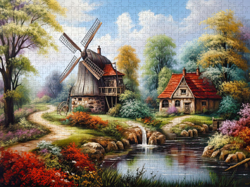 Windmühle am Bach - CALVENDO Foto-Puzzle'