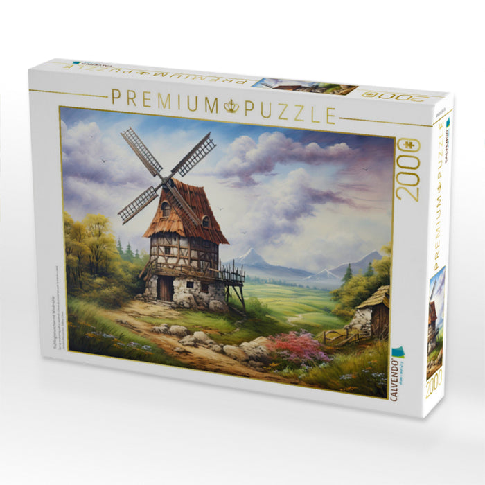 Frühlingserwachen mit Windmühle - CALVENDO Foto-Puzzle'