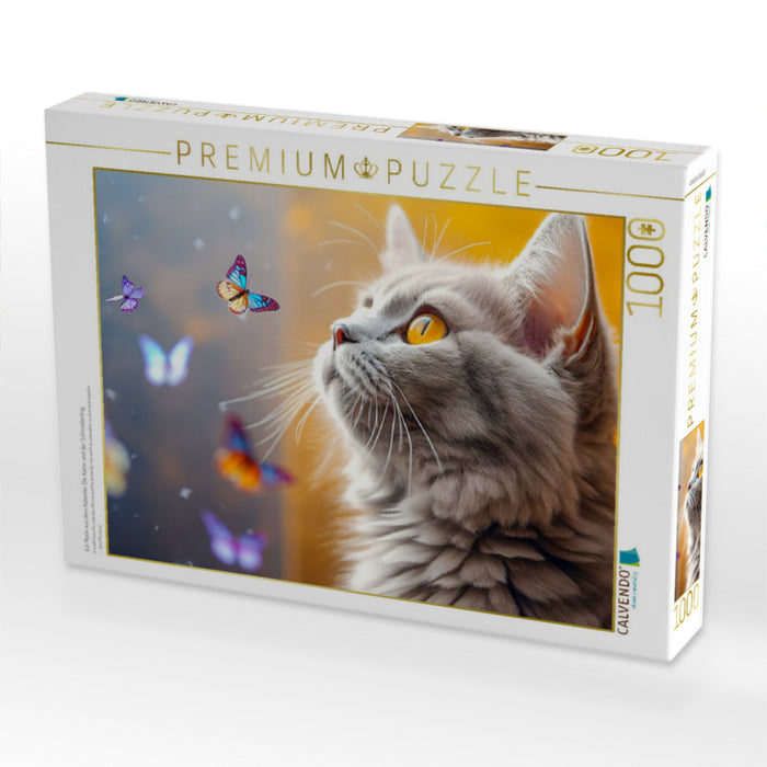 Ein Motiv aus dem Kalender Die Katze und der Schmetterling - CALVENDO Foto-Puzzle'