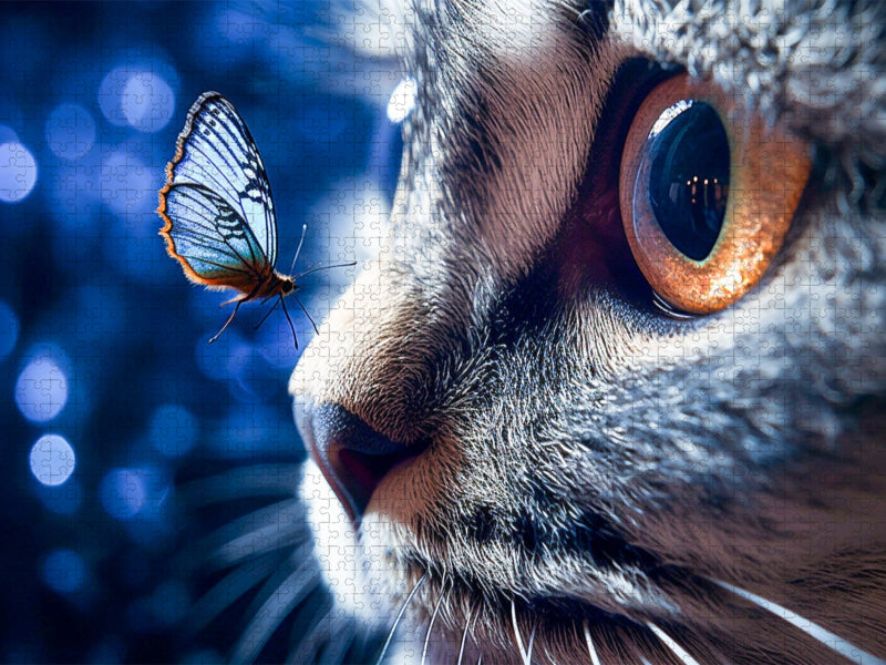 Ein Motiv aus dem Kalender Die Katze und der Schmetterling - CALVENDO Foto-Puzzle'