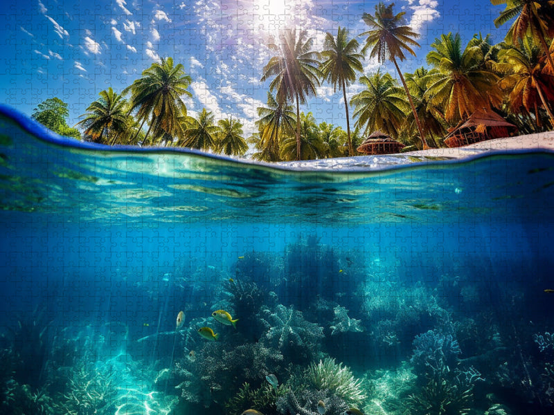 Tropisches Paradies mit Palmen und Unterwasser - CALVENDO Foto-Puzzle'