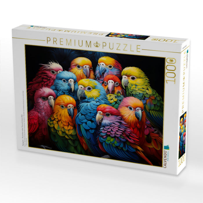 Papageien - Illustration vieler Tiere auf einem Bild - CALVENDO Foto-Puzzle'