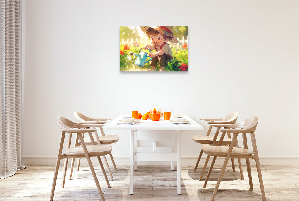 Premium Textil-Leinwand Gartenarbeit