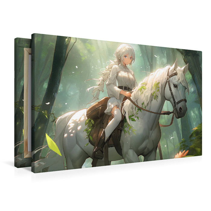 Premium Textil-Leinwand Ausritt im Wald