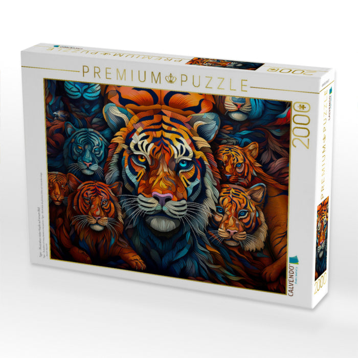 Tiger - Illustration vieler Köpfe auf einem Bild - CALVENDO Foto-Puzzle'