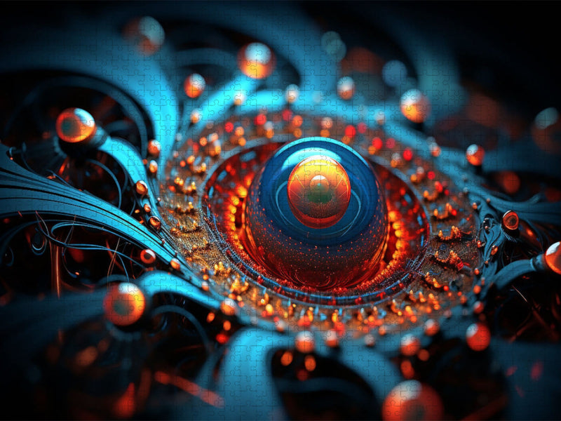 Fraktal kombiniert mit Planetensystem - CALVENDO Foto-Puzzle'