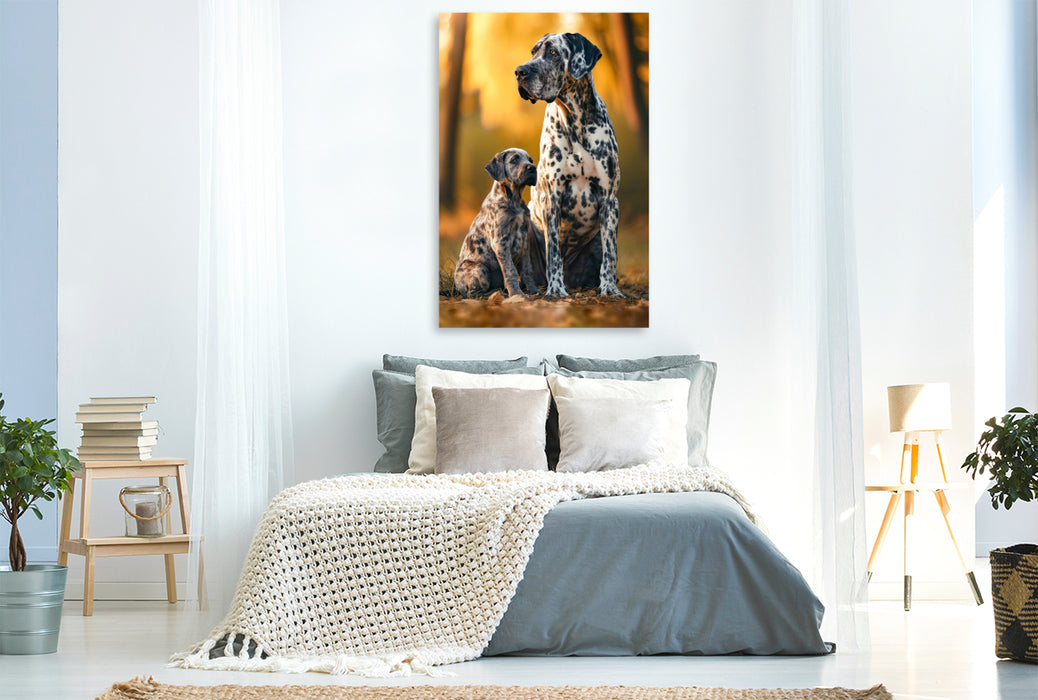 Toile textile premium Dogue Allemand, complicité intime 