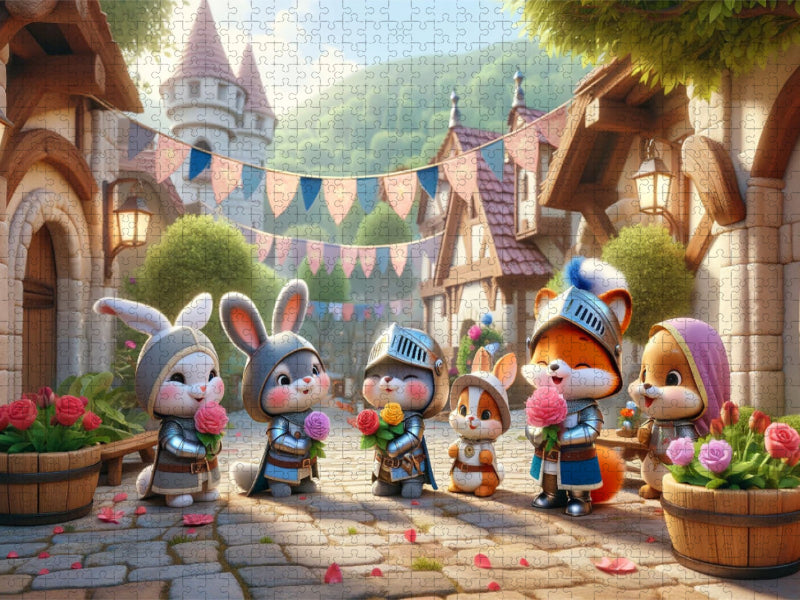 Das Frühlingsfest der kleinen Ritter: Farbenfrohe Freuden - CALVENDO Foto-Puzzle'