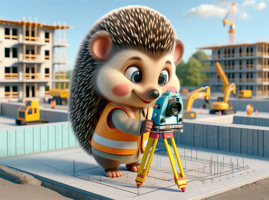 Der sorgfältige Igel als Vermesser: Präzision auf der Baustelle - CALVENDO Foto-Puzzle'
