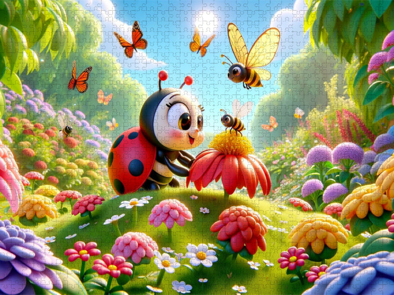 Helfer der Bienen im lebhaften Frühlingsgarten - CALVENDO Foto-Puzzle'