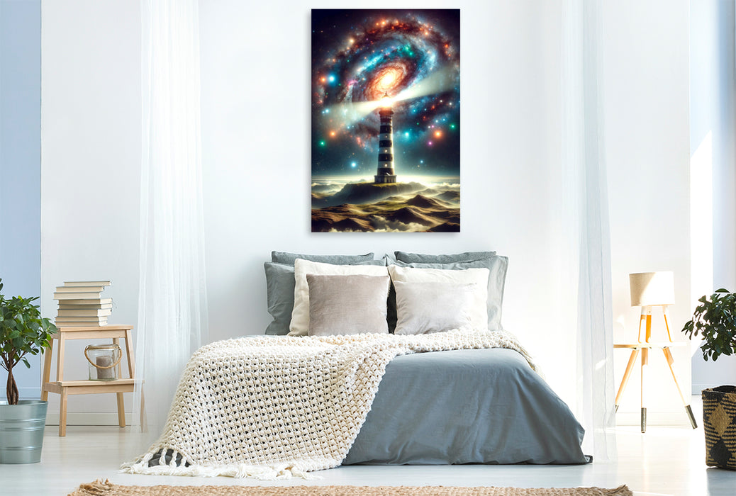 Premium Textil-Leinwand Galactic Lighthouse - Astronomie Bild