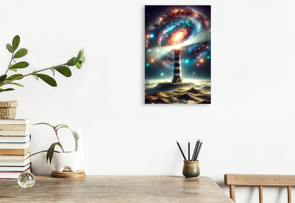 Premium Textil-Leinwand Galactic Lighthouse - Astronomie Bild