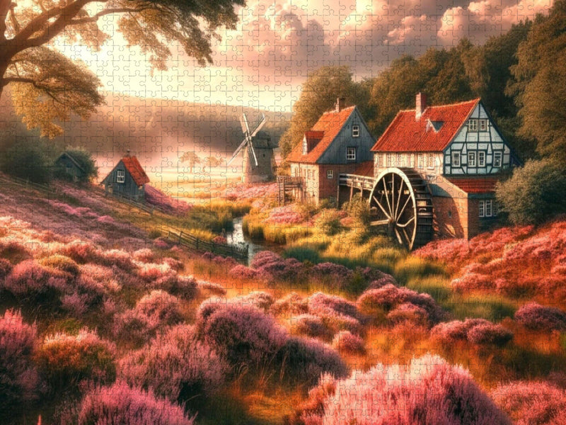 Wassermühle in der Heide, eine Zeitlose Mühle am Heiderand - CALVENDO Foto-Puzzle'