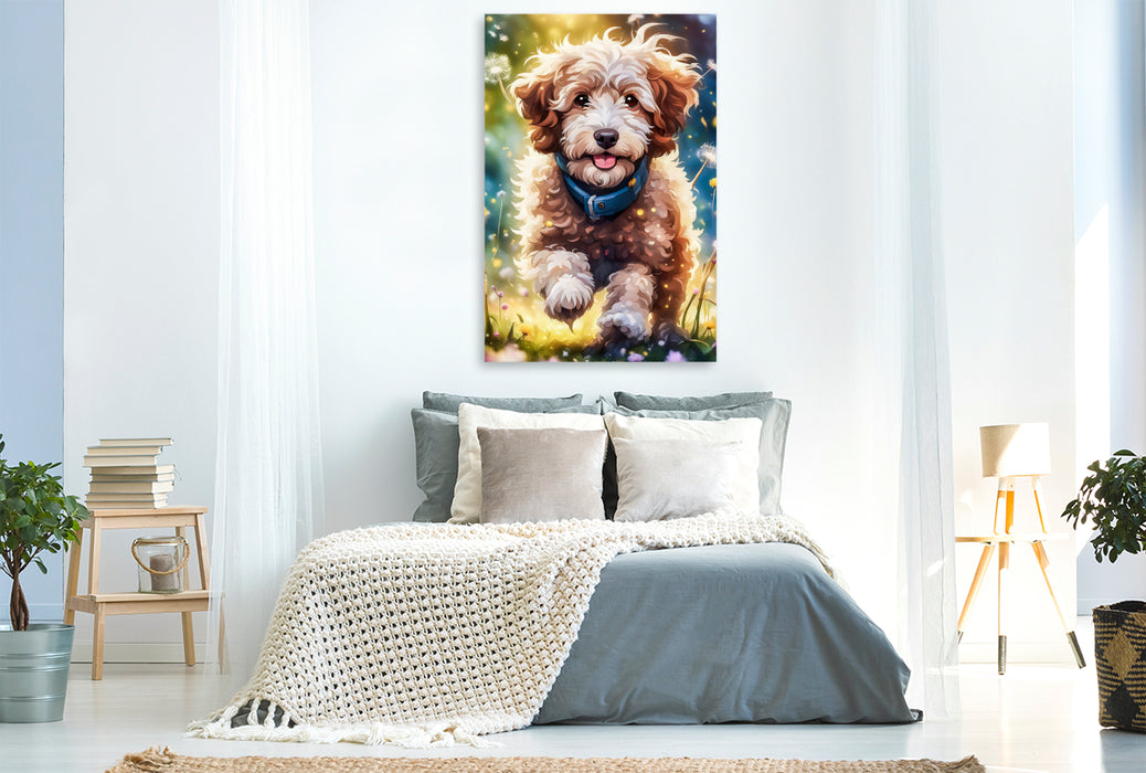 Premium Textil-Leinwand Süßer Aussiedoodle