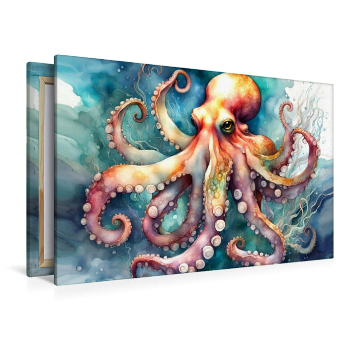 Premium Textil-Leinwand Oktopus