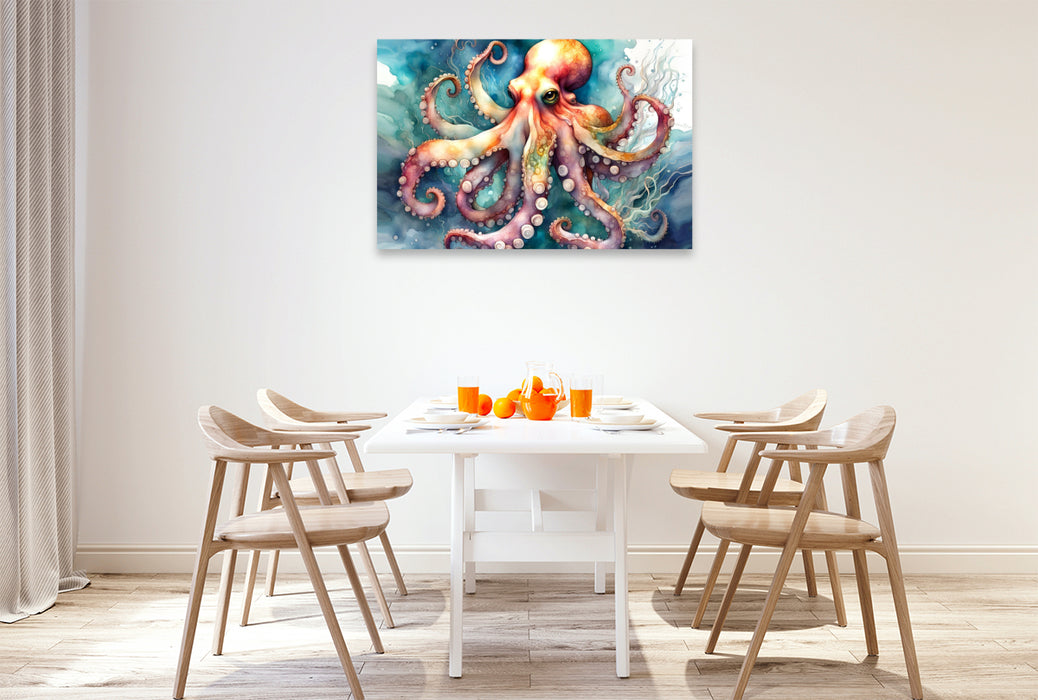 Premium Textil-Leinwand Oktopus