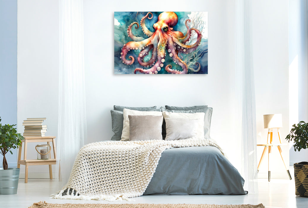 Premium Textil-Leinwand Oktopus