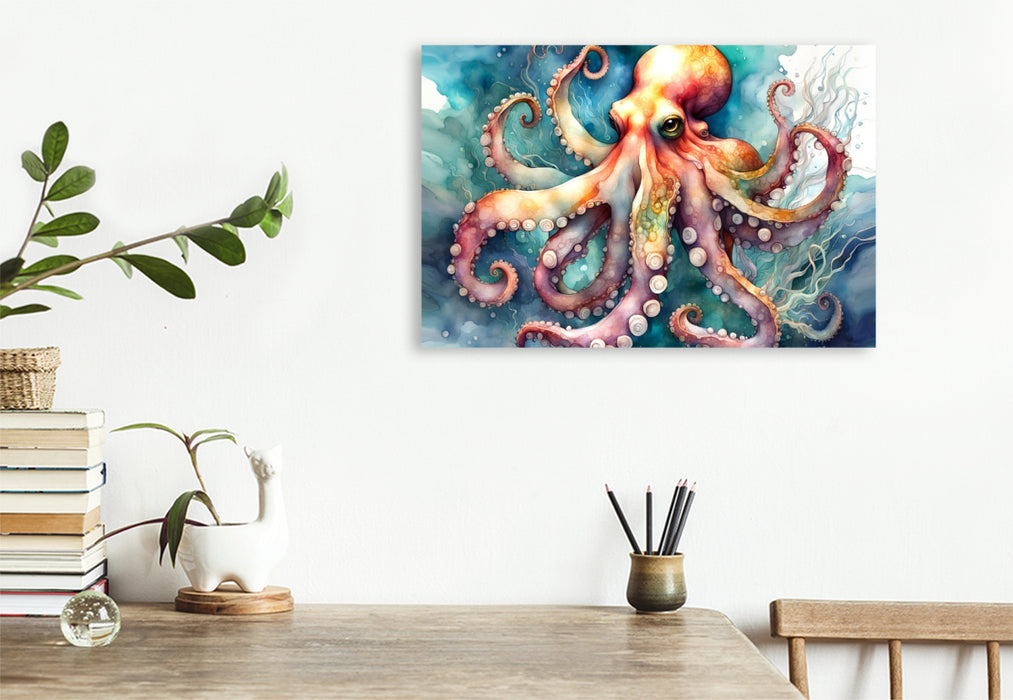 Premium Textil-Leinwand Oktopus