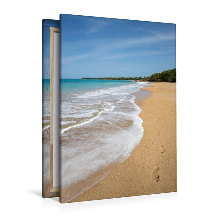 Premium Textil-Leinwand Plage de Clugny, Sandstrand auf Guadeloupe