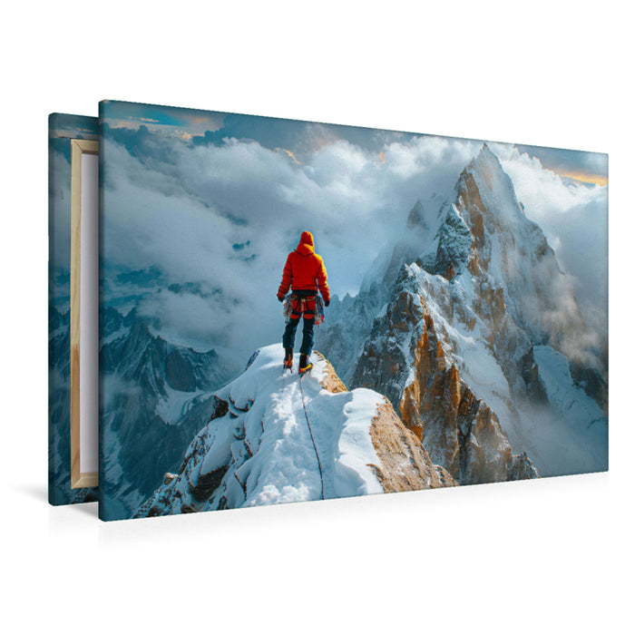 Premium Textil-Leinwand Grenzenlose Horizonte, mutige Seelen - Freeclimbing