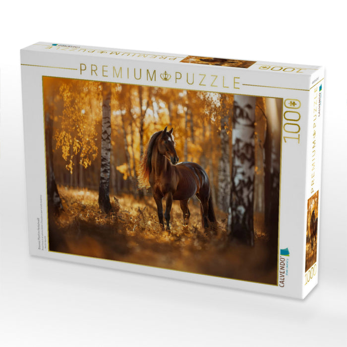 Braunes Pferd im Herbstwald - CALVENDO Foto-Puzzle'