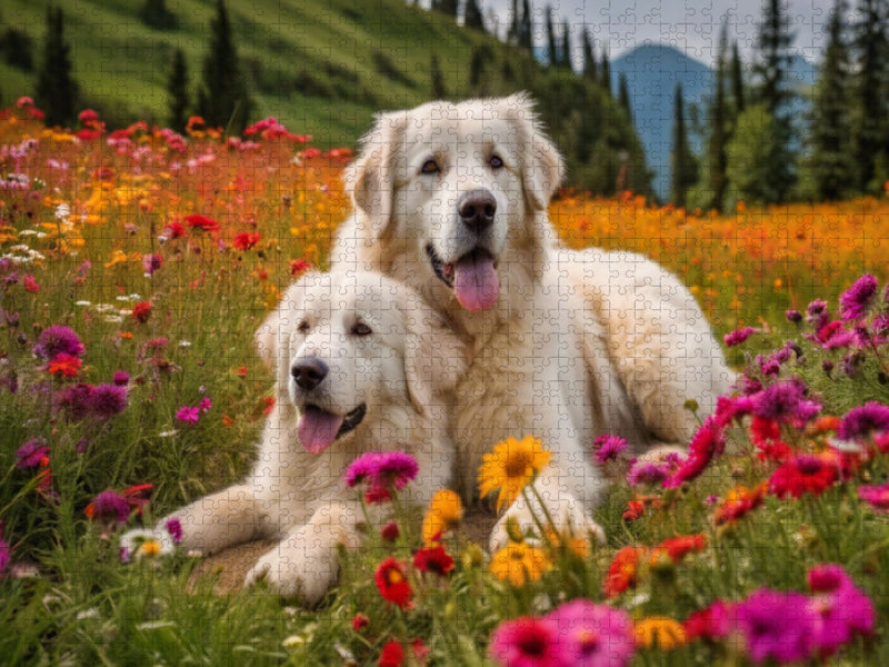 Pyrenäen Berghund mit Welpe - CALVENDO Foto-Puzzle'