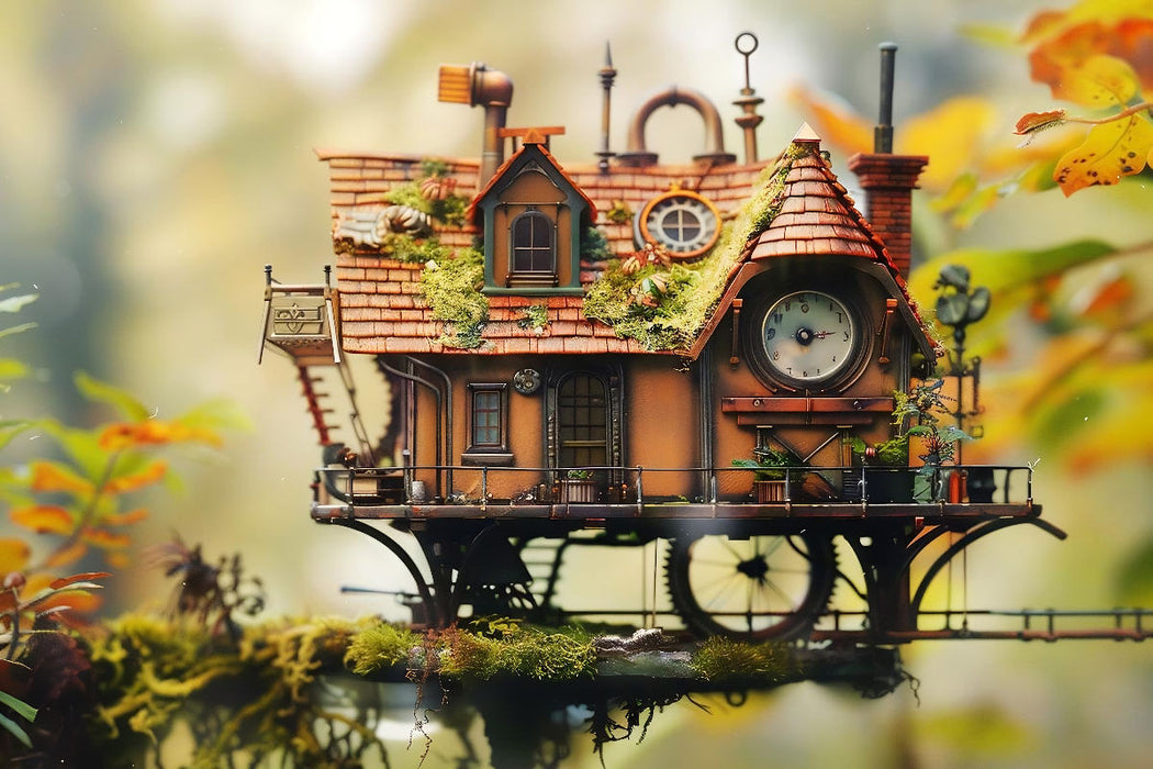 Premium Textil-Leinwand Ein Motiv aus dem Kalender "Miniaturwelt Faszinierend winzige Häuser im Steampunk-Stil"