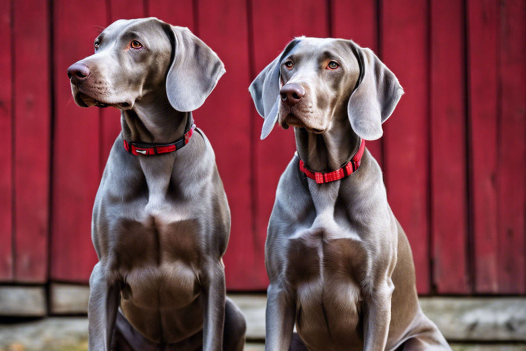 Premium Textil-Leinwand Zwei Weimaraner warten auf neue Aufgaben