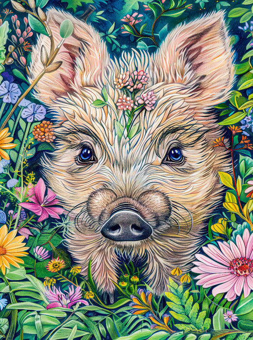 Niedliches Wildschwein auf der Wiese - CALVENDO Foto-Puzzle'