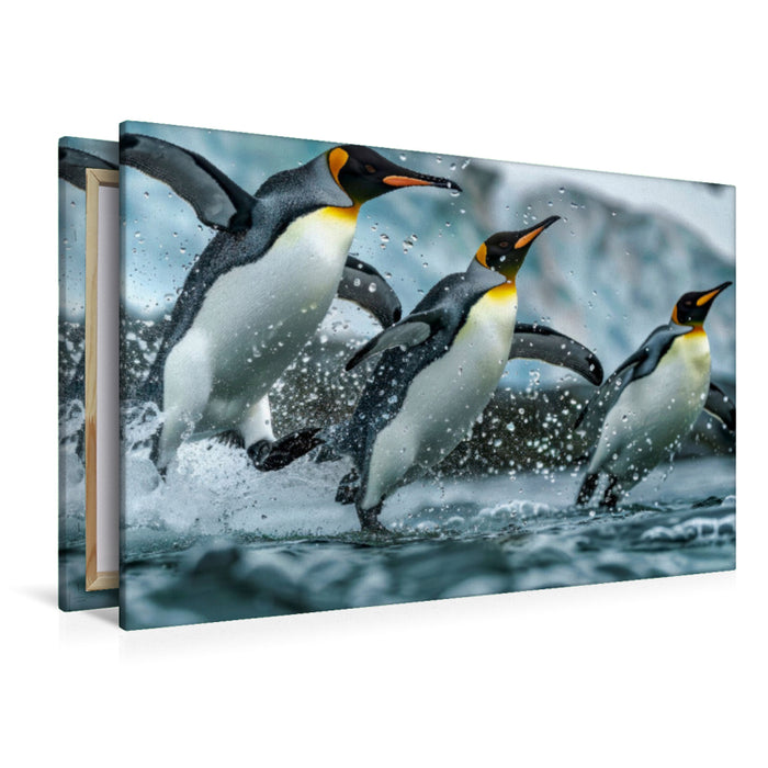 Premium Textil-Leinwand Pinguin Ballett