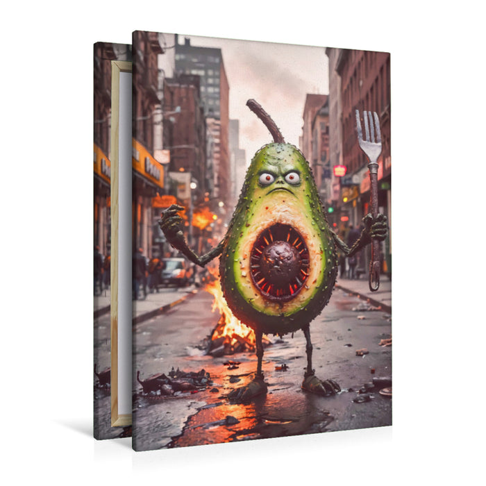 Premium Textil-Leinwand Die unversöhnliche Monster Avocado