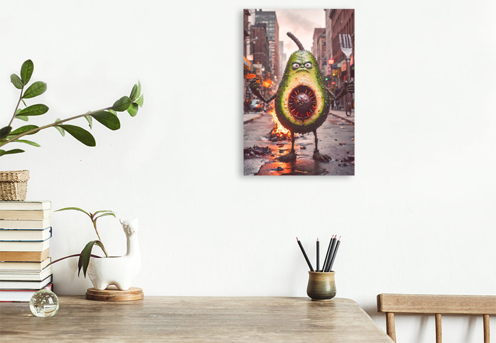 Premium Textil-Leinwand Die unversöhnliche Monster Avocado