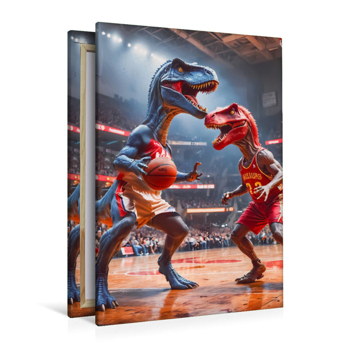 Premium Textil-Leinwand Ein Dino Basketballspiel