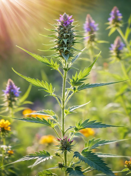 Marihuanablüte im Sonnenlicht - Hanfpflanze im Sommer - CALVENDO Foto-Puzzle'