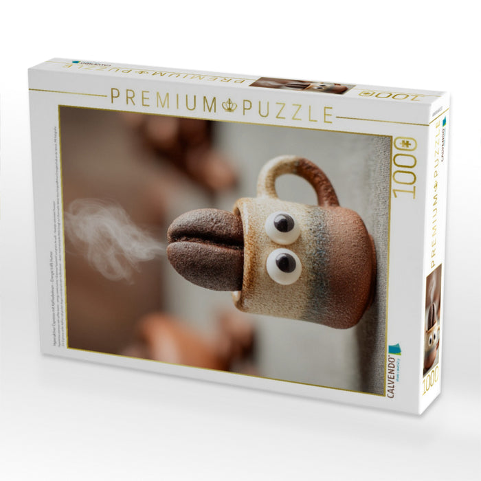 Hyperaktiver Espresso mit Kaffeebohnen - Energie trifft Humor - CALVENDO Foto-Puzzle'