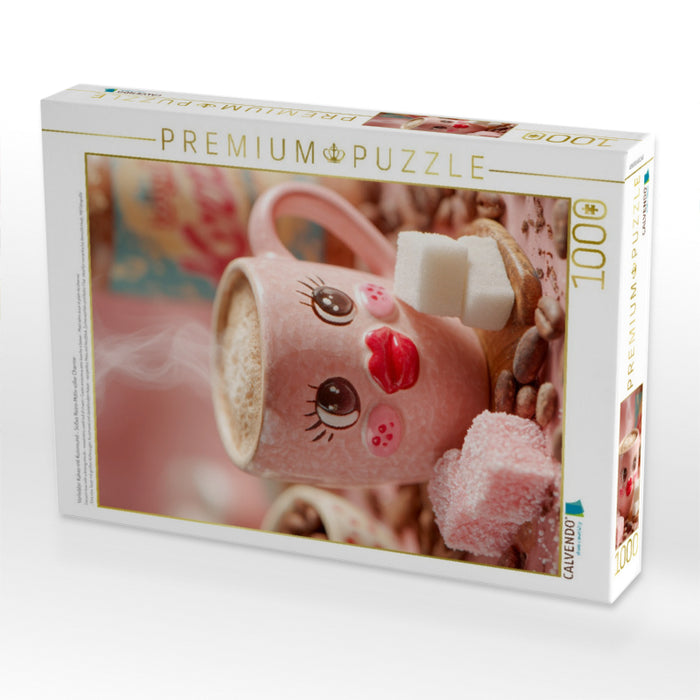 Verliebter Kakao mit Kussmund - Süßes Retro-Motiv voller Charme - CALVENDO Foto-Puzzle'