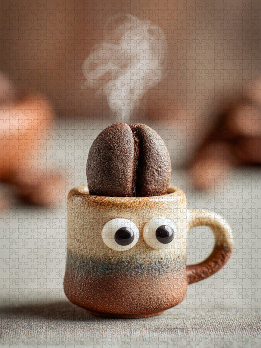 Hyperaktiver Espresso mit Kaffeebohnen - Energie trifft Humor - CALVENDO Foto-Puzzle'